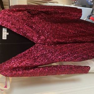 Dress the population pink size medium long sleeve dress with sequins!
